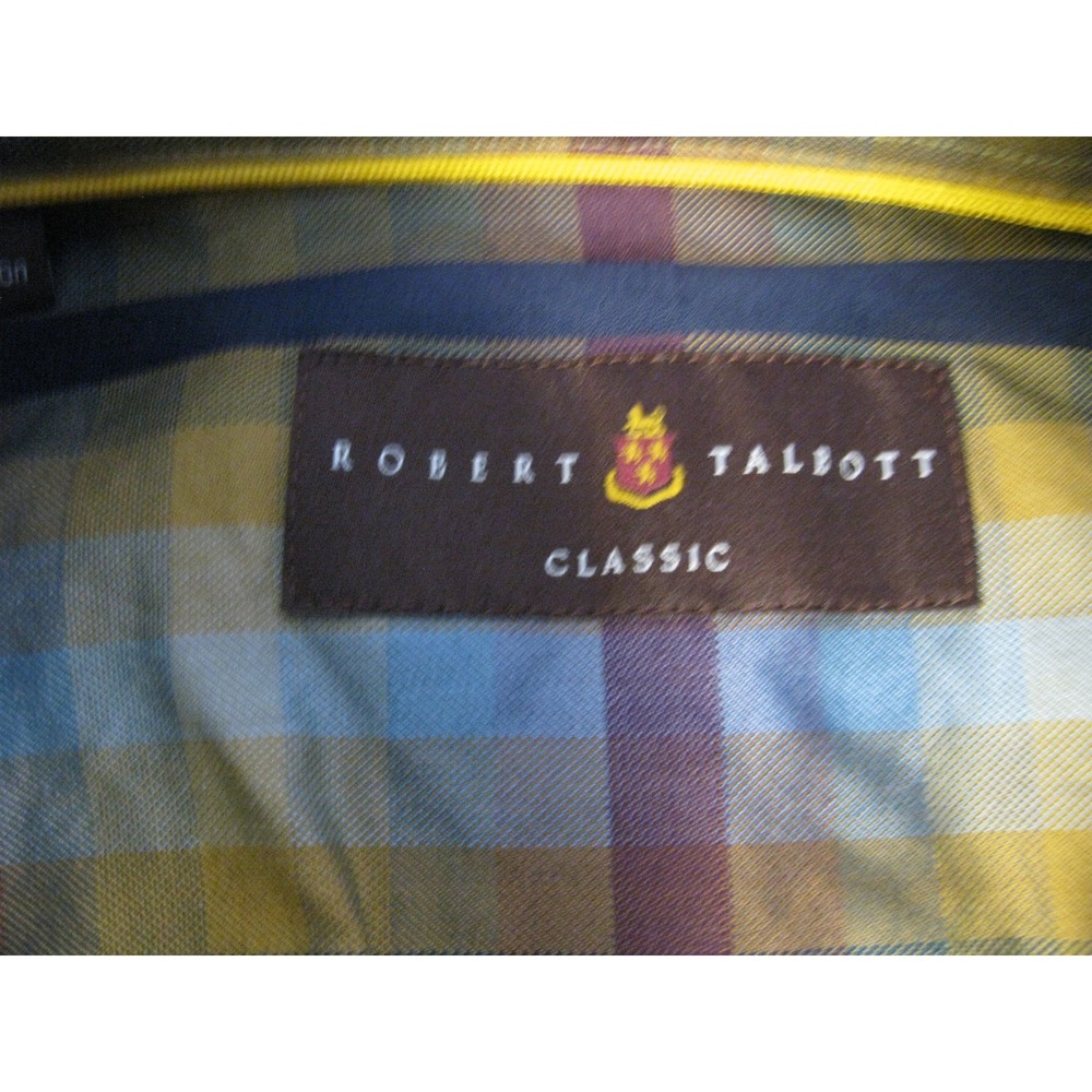 Robert Talbott Classic Men Medium Yellow Blue Pla… - image 2
